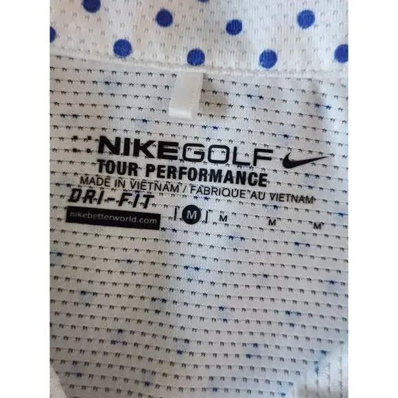 Nike Golf Dri Fit Sleeveless White Blue Polka Dot Polo Women’s size Medium - Picture 4 of 7